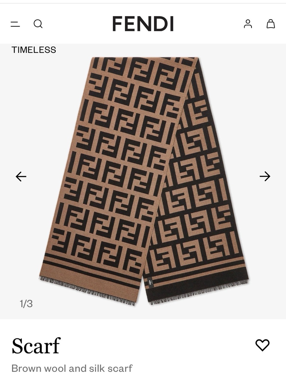 Fendi Two-Tone Brown FF Jacquard Scarf
